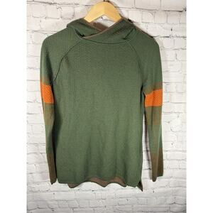Krimson Klover Merino Cotton Silk Hooded Pullover Sweater M Green Knit